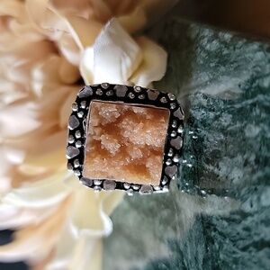 🎁 Peach Sugar Druzy Ring Size 9¼ NEW